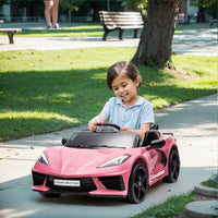 Corvette dual-wheel drive sports car with 2.4G remote control 12V 4.5A.h pink C8