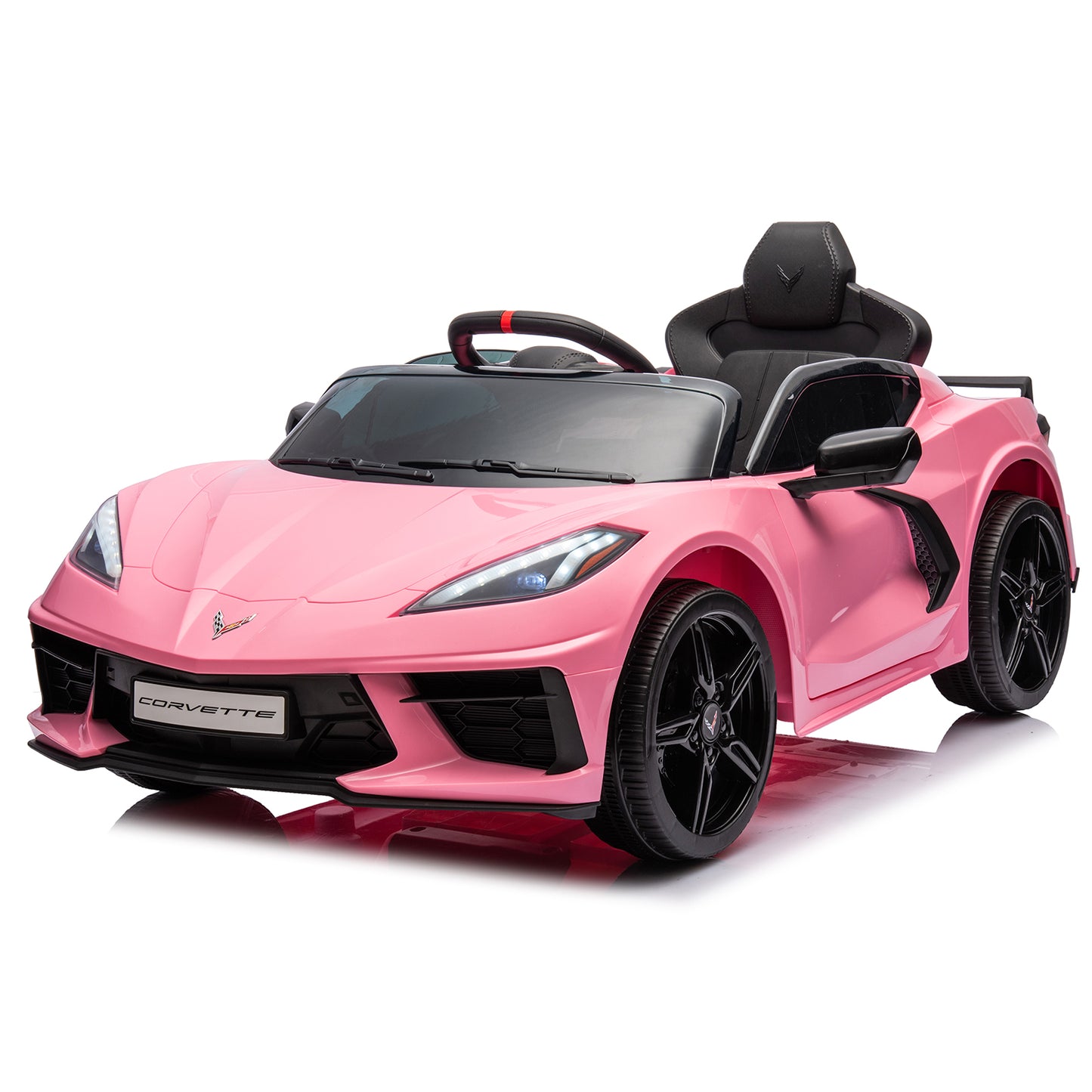 Corvette dual-wheel drive sports car with 2.4G remote control 12V 4.5A.h pink C8