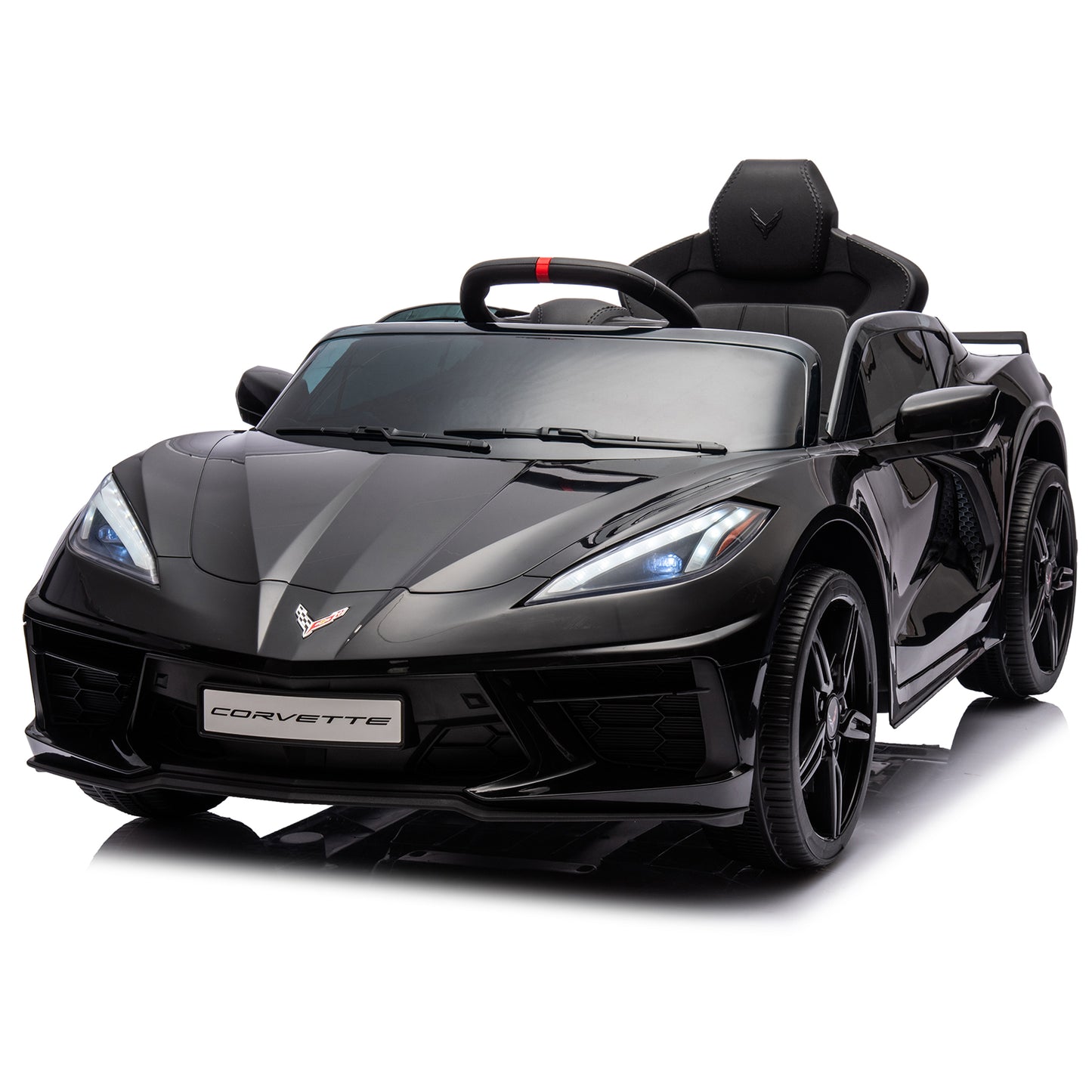 Corvette dual-wheel drive sports car with 2.4G remote control 12V 4.5A.h black C8