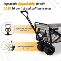 Collapsible Heavy Duty Beach Wagon Cart Outdoor Folding Utility Camping Garden Beach Cart with Universal Wheels Adjustable Handle Shopping (Snow Camouflage)