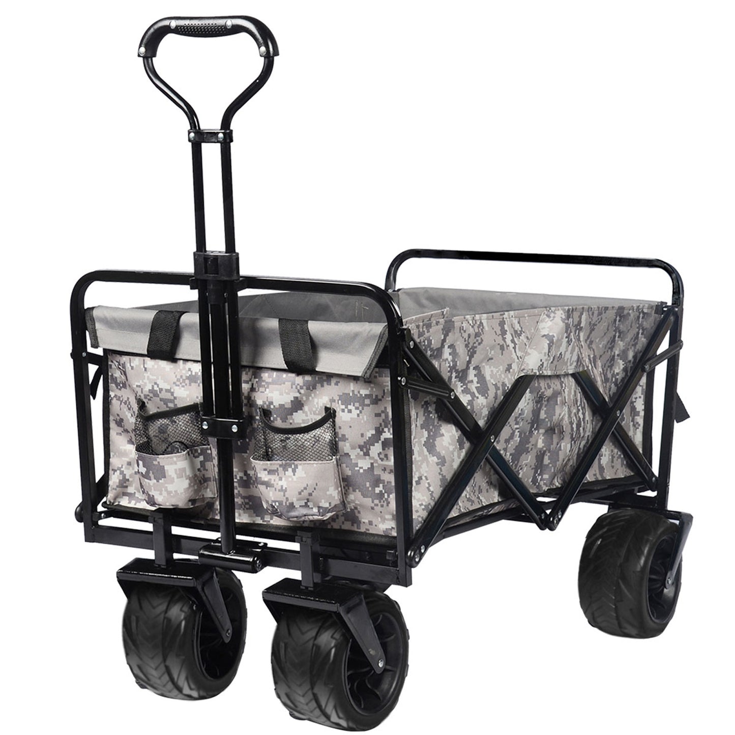 Collapsible Heavy Duty Beach Wagon Cart Outdoor Folding Utility Camping Garden Beach Cart with Universal Wheels Adjustable Handle Shopping (Snow Camouflage)