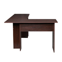 L-Shaped Wood Right-angle Computer Desk with Two-layer Bookshelves