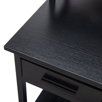 Black wood grain particleboard with non-woven fabric drawer 140*50*86cm multi-layer shelf computer desk with 2 power sockets and 2 USB power interfaces