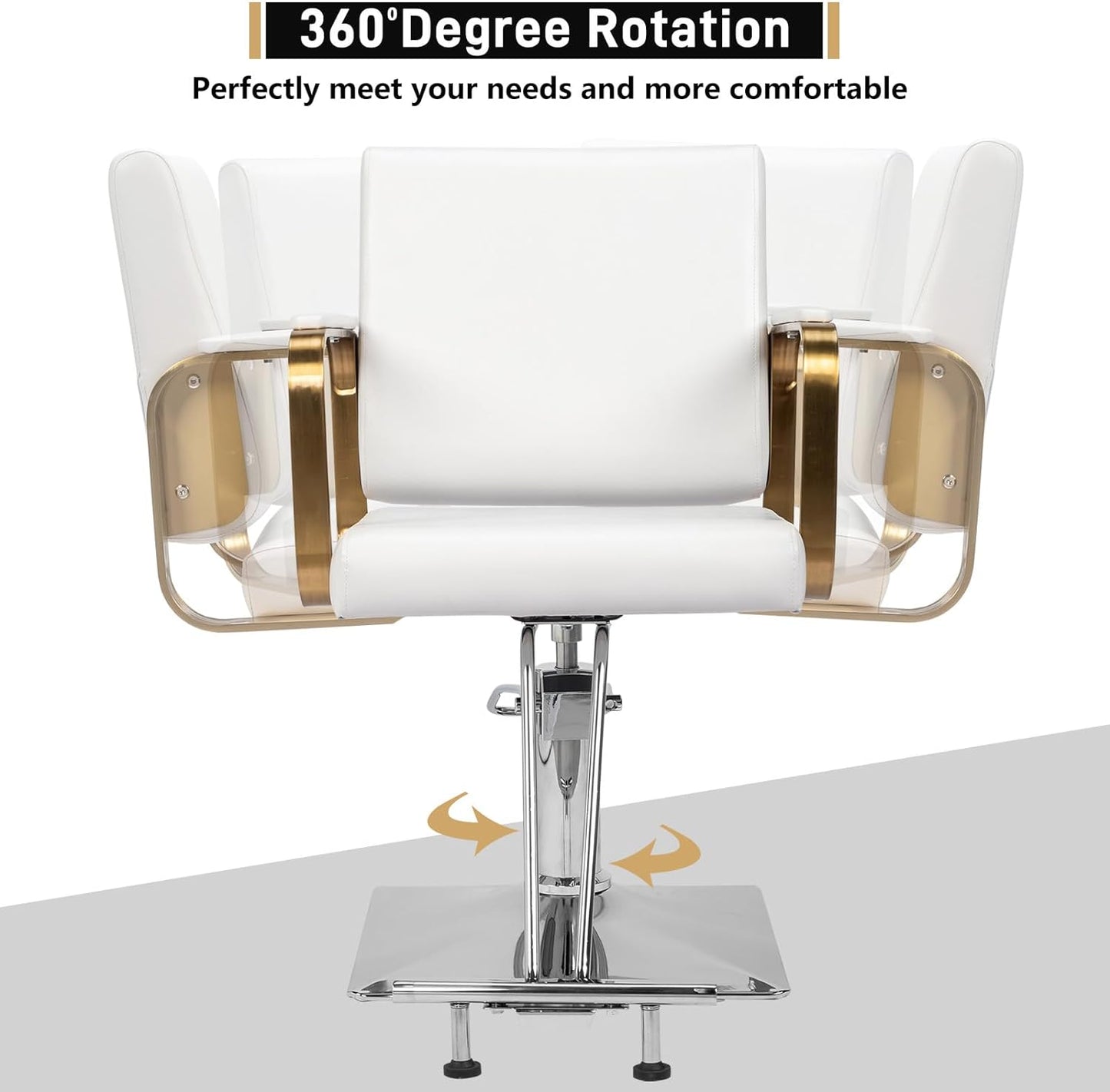 Salon Chair Styling Barber Chair, Beauty Salon Spa Equipment with Heavy Duty Hydraulic Pump, Adjustable Height & 360° Swivel for Barber Shop Hair Stylist, Max Load 330 lbs(White)