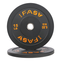 Weight Plates, Rubber Bumper Plates, 2 Inch Steel Insert 15lb Bundle Options Available for Home Gym Strength Training, Weightlifting, Weight Bench Press and Workout