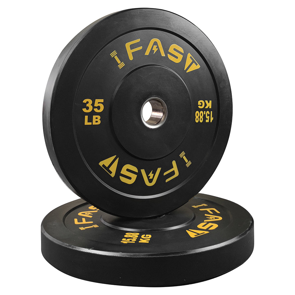 Weight Plates, Rubber Bumper Plates, 2 Inch Steel Insert 35lb Bundle Options Available for Home Gym Strength Training, Weightlifting, Weight Bench Press and Workout