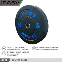 Weight Plates, Rubber Bumper Plates, 2 Inch Steel Insert 45lb Bundle Options Available for Home Gym Strength Training, Weightlifting, Weight Bench Press and Workout