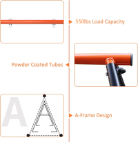Porch Swing Frame, 550lbs Weight Capacity Swing Stand, Heavy Duty A-Frame Swing, Swing Stand Frame for Yoga Hammock Saucer Baby Porch Swing (Orange, Swing NOT Included)