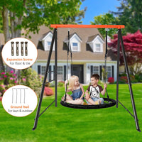 Porch Swing Frame, 550lbs Weight Capacity Swing Stand, Heavy Duty A-Frame Swing, Swing Stand Frame for Yoga Hammock Saucer Baby Porch Swing (Orange, Swing NOT Included)