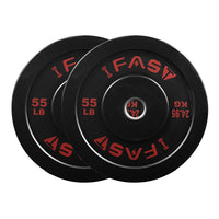 Weight Plates, Rubber Bumper Plates, 2 Inch Steel Insert 55lb Bundle Options Available for Home Gym Strength Training, Weightlifting, Weight Bench Press and Workout