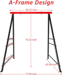 Porch Swing Frame, 550lbs Weight Capacity Swing Stand, Heavy Duty A-Frame Swing, Swing Stand Frame for Yoga Hammock Saucer Baby Porch Swing (Red, Swing NOT Included)