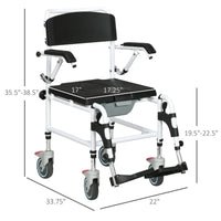 Bathroom Wheelchair，Commode Wheelchair, Rolling Shower Wheelchair with 4 Castor Wheels