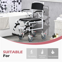 Bathroom Wheelchair，Commode Wheelchair, Rolling Shower Wheelchair with 4 Castor Wheels