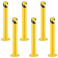 Safety Bollard Post, 36 Inch Height Steel Bollards, 3 Inch Diameter Parking Bollard, Yellow Powder Coated Safety Parking Barrier Post, for Traffic Sensitive Areas, 6PCS