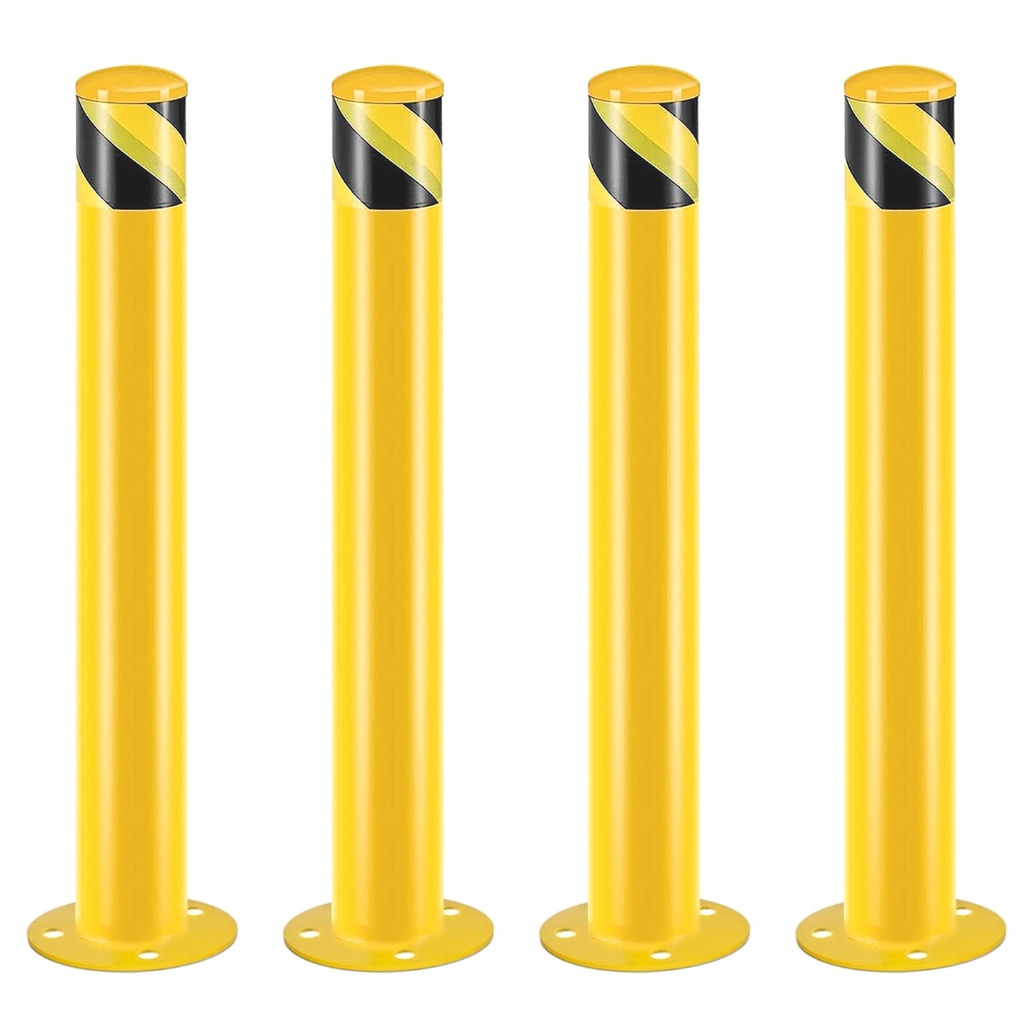 Safety Bollard Post, 42 Inch Height Steel Bollards, 3 Inch Diameter Parking Bollard, Yellow Powder Coated Safety Parking Barrier Post, for Traffic Sensitive Areas, 4PCS