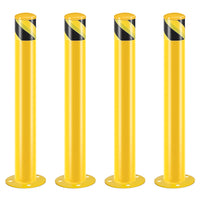 Safety Bollard Post, 42 Inch Height Steel Bollards, 3 Inch Diameter Parking Bollard, Yellow Powder Coated Safety Parking Barrier Post, for Traffic Sensitive Areas, 4PCS