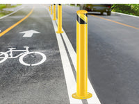 Safety Bollard Post, 42 Inch Height Steel Bollards, 3 Inch Diameter Parking Bollard, Yellow Powder Coated Safety Parking Barrier Post, for Traffic Sensitive Areas, 4PCS