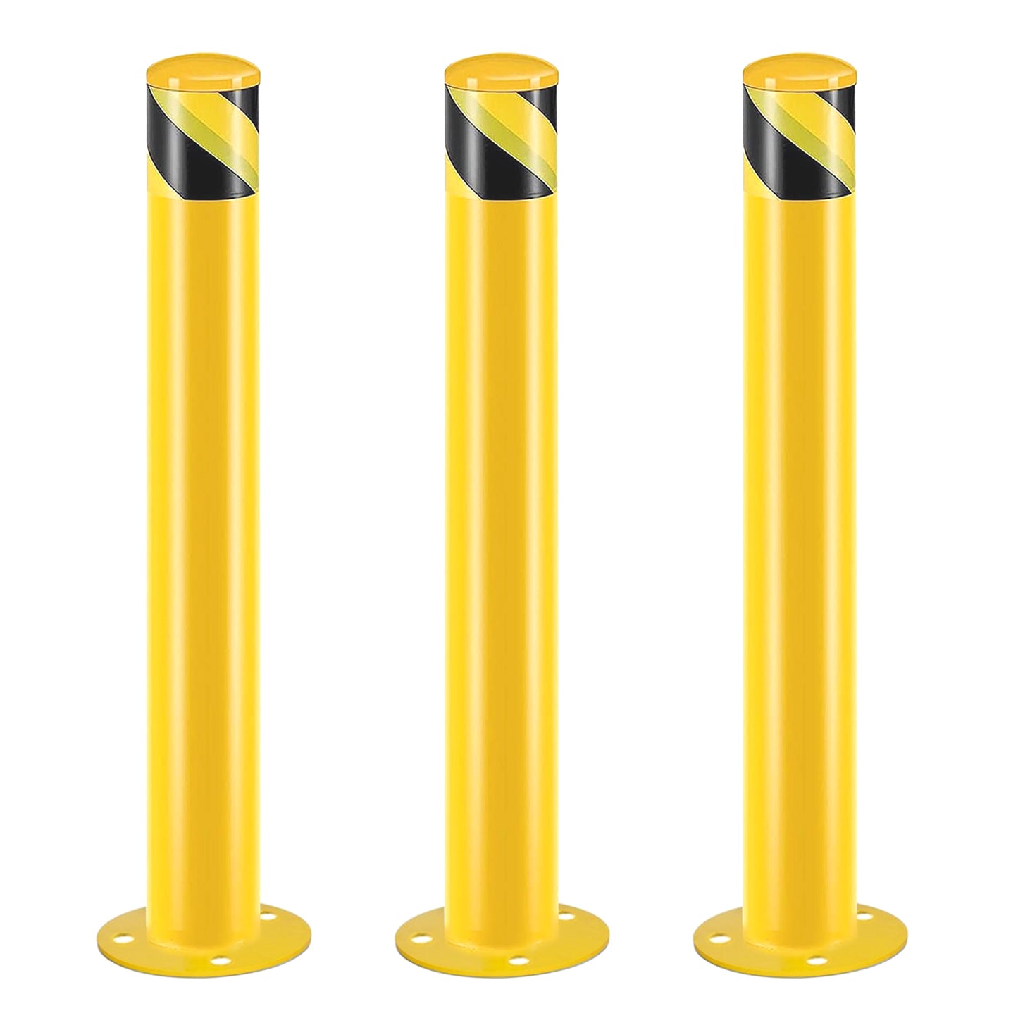 Safety Bollard Post, 36 Inch Height Steel Bollards, 3.5 Inch Diameter Parking Bollard, Yellow Powder Coated Safety Parking Barrier Post, for Traffic Sensitive Areas, 3PCS