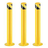 Safety Bollard Post, 36 Inch Height Steel Bollards, 3.5 Inch Diameter Parking Bollard, Yellow Powder Coated Safety Parking Barrier Post, for Traffic Sensitive Areas, 3PCS