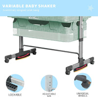 Baby Bassinet Bedside Sleeper 3 in 1 Bedside Crib, Adjustable Portable Bed for Infant/Baby/New born, with Mosquito Nets, Large Storage Bag, Comfortable Mattresses, Lockable Wheels,Green