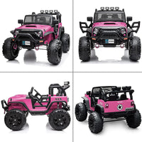 Large Wheels 2 Seater Kids Electric Car Powerful Electric Ride On Truck w/Remote Control, 2 Speeds, Music, Spring Suspension for Boys and Girls,Pink