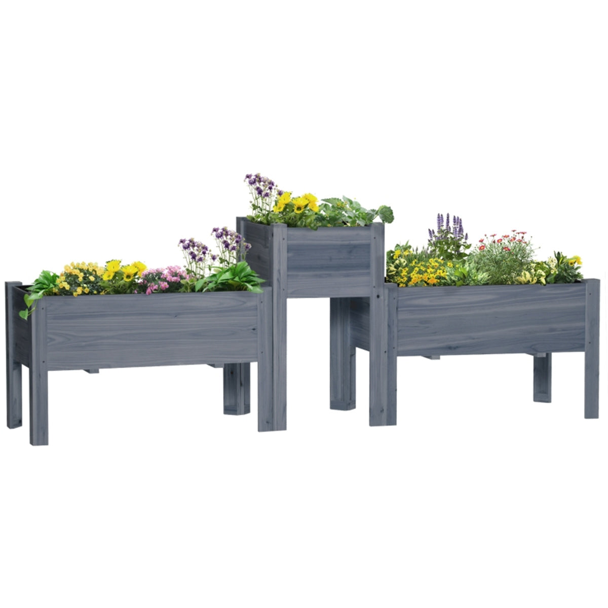 Wooden Planter、Flower shelf,Wood Planter Box-Gray