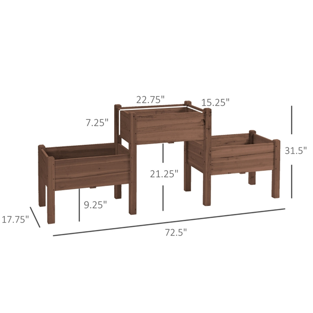 Wooden Planter、Flower shelf,Wood Planter Box-Coffee