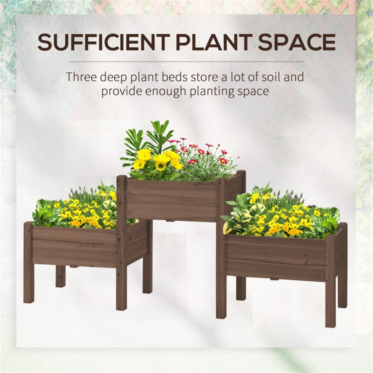 Wooden Planter、Flower shelf,Wood Planter Box-Coffee