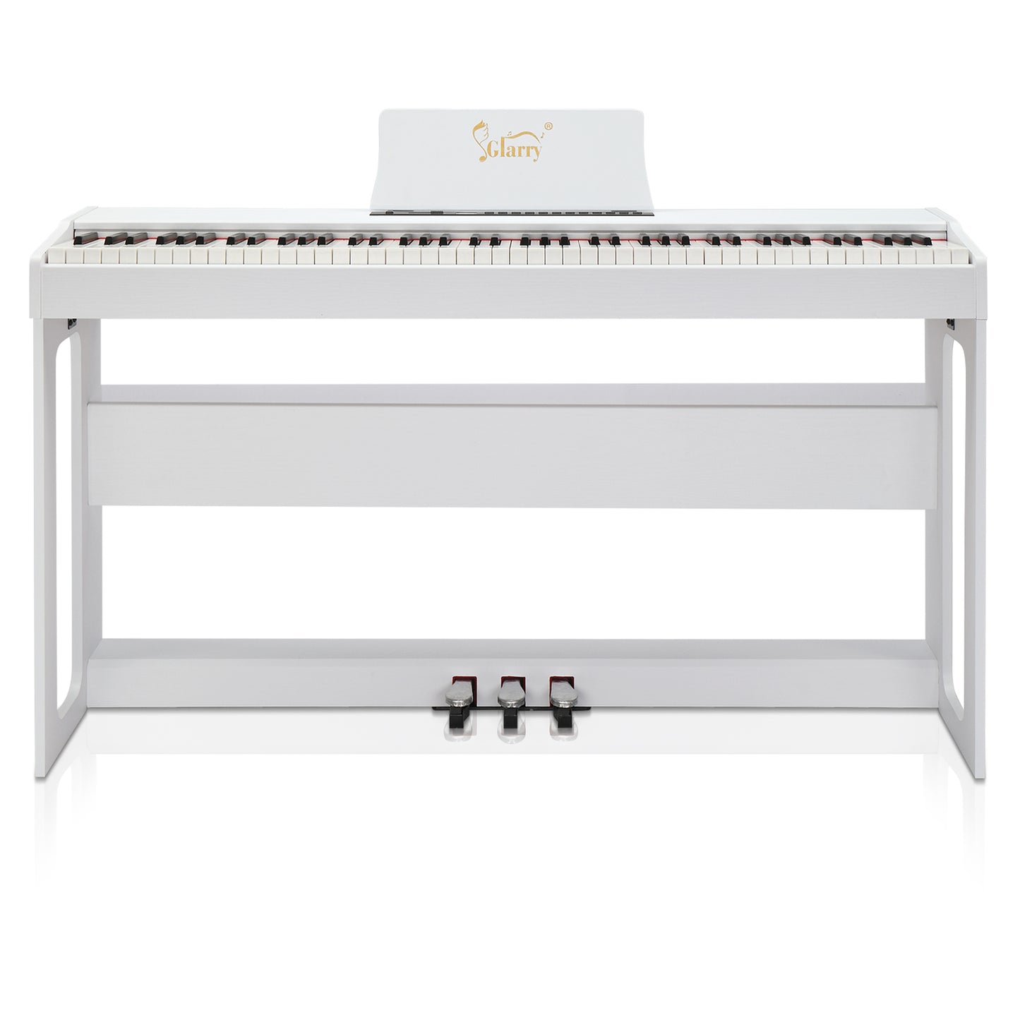 [Do Not Sell on Amazon]Glarry GDP-104 88 Keys Full Weighted Keyboards Digital Piano with Furniture Stand, Power Adapter, Triple Pedals, Headphone, for All Experience Levels White