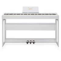 [Do Not Sell on Amazon]Glarry GDP-104 88 Keys Full Weighted Keyboards Digital Piano with Furniture Stand, Power Adapter, Triple Pedals, Headphone, for All Experience Levels White