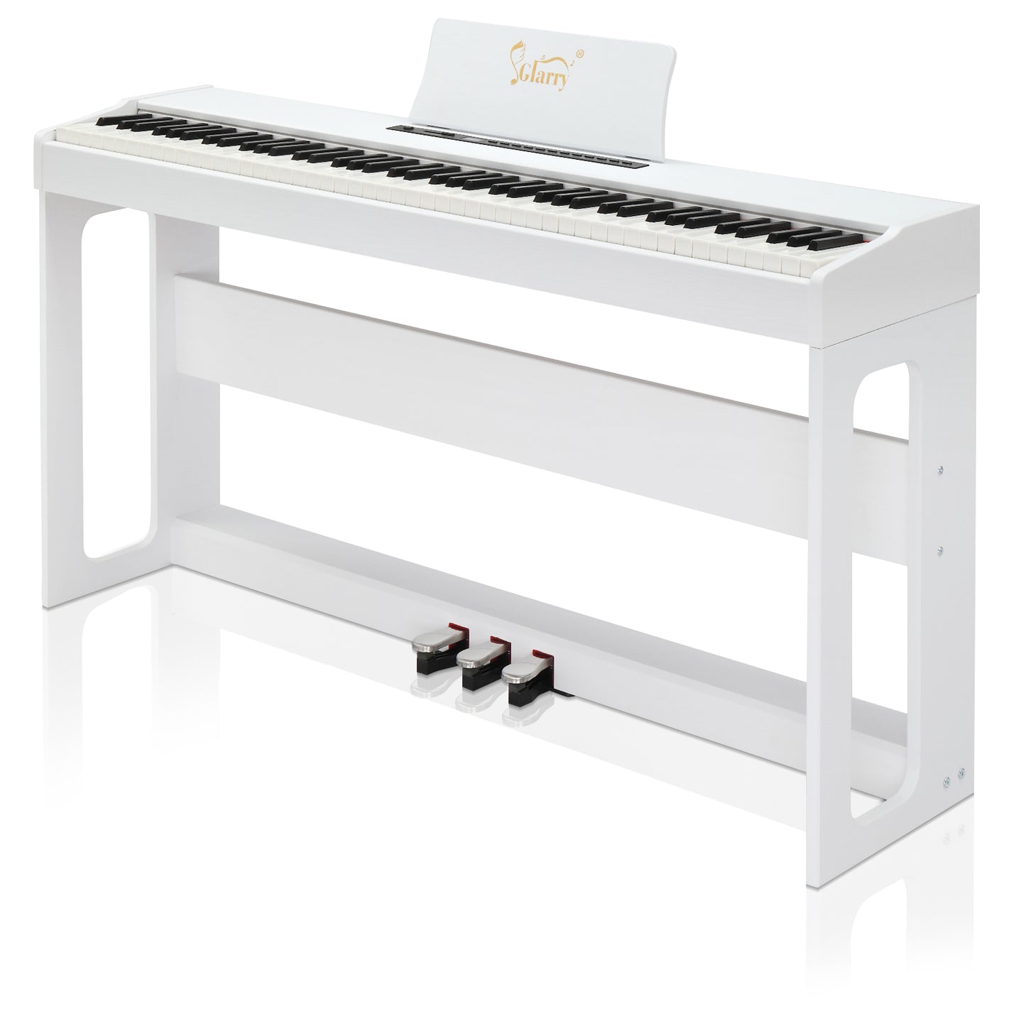 [Do Not Sell on Amazon]Glarry GDP-104 88 Keys Full Weighted Keyboards Digital Piano with Furniture Stand, Power Adapter, Triple Pedals, Headphone, for All Experience Levels White