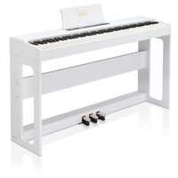 [Do Not Sell on Amazon]Glarry GDP-104 88 Keys Full Weighted Keyboards Digital Piano with Furniture Stand, Power Adapter, Triple Pedals, Headphone, for All Experience Levels White