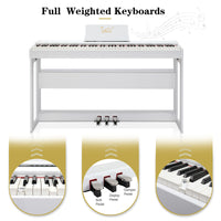 [Do Not Sell on Amazon]Glarry GDP-104 88 Keys Full Weighted Keyboards Digital Piano with Furniture Stand, Power Adapter, Triple Pedals, Headphone, for All Experience Levels White