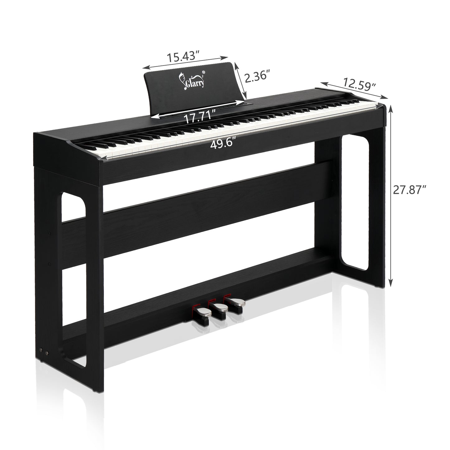 [Do Not Sell on Amazon]Glarry GDP-104 88 Keys Full Weighted Keyboards Digital Piano with Furniture Stand, Power Adapter, Triple Pedals, Headphone, for All Experience Levels Black