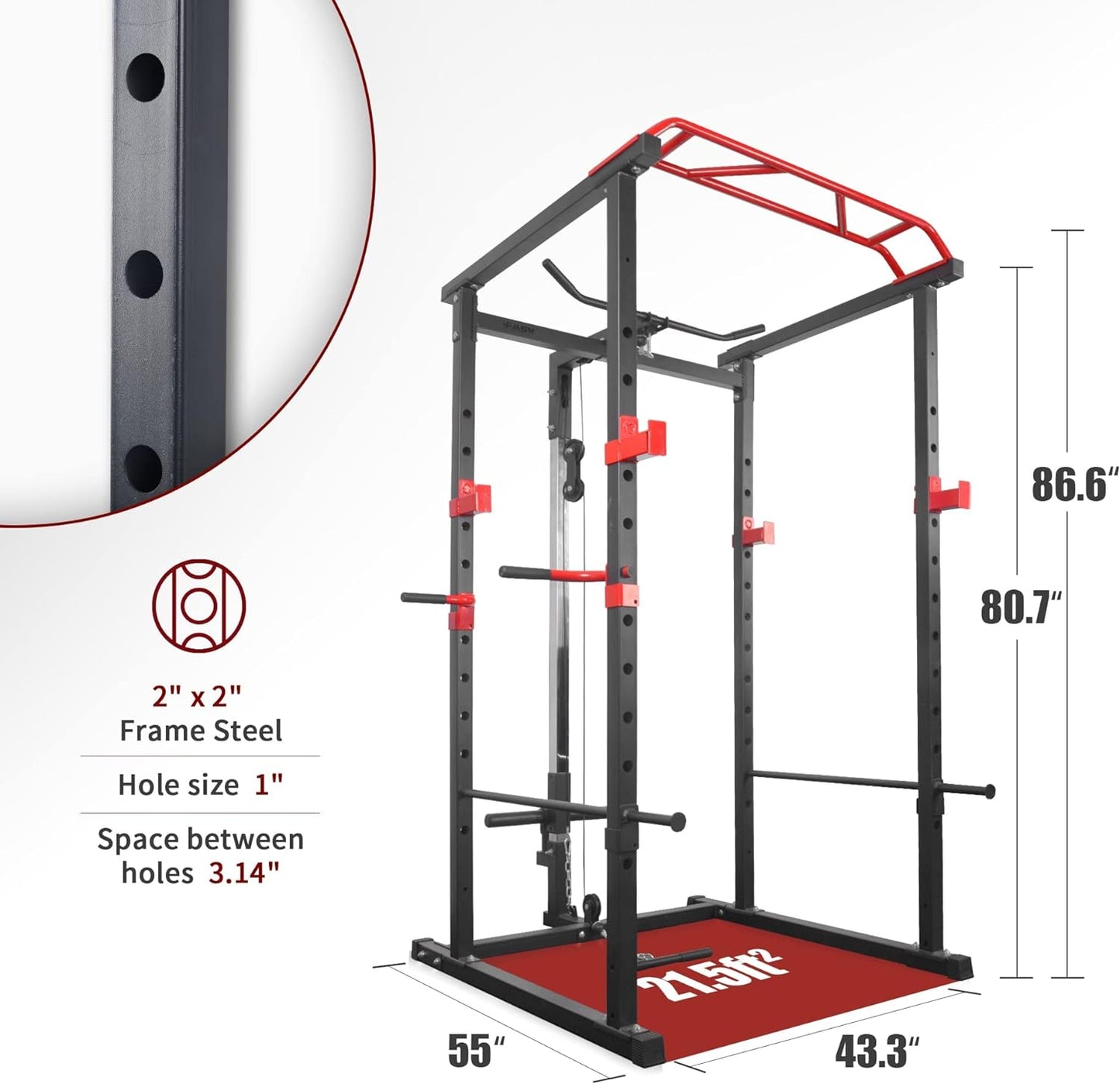 210lb Home Gym sets Multi-functional Power Cage,Home Adjustable Pullup Squat Rack 1000Lbs Capacity Comprehensive Fitness Barbell Rack