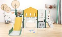 Kids Slide Playset Structure,  Castle Climber with Slide and Basketball Hoop, Toy Storage Organizer for Toddlers, Kids Climbers Playhouse for Indoor Outdoor Playground Activity