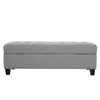 Storage Ottoman End of Bed Storage Bench, 51-inch Large Tufted Foot Rest Sofa Stool for Entryway Bedroom Living Room, Light Grey