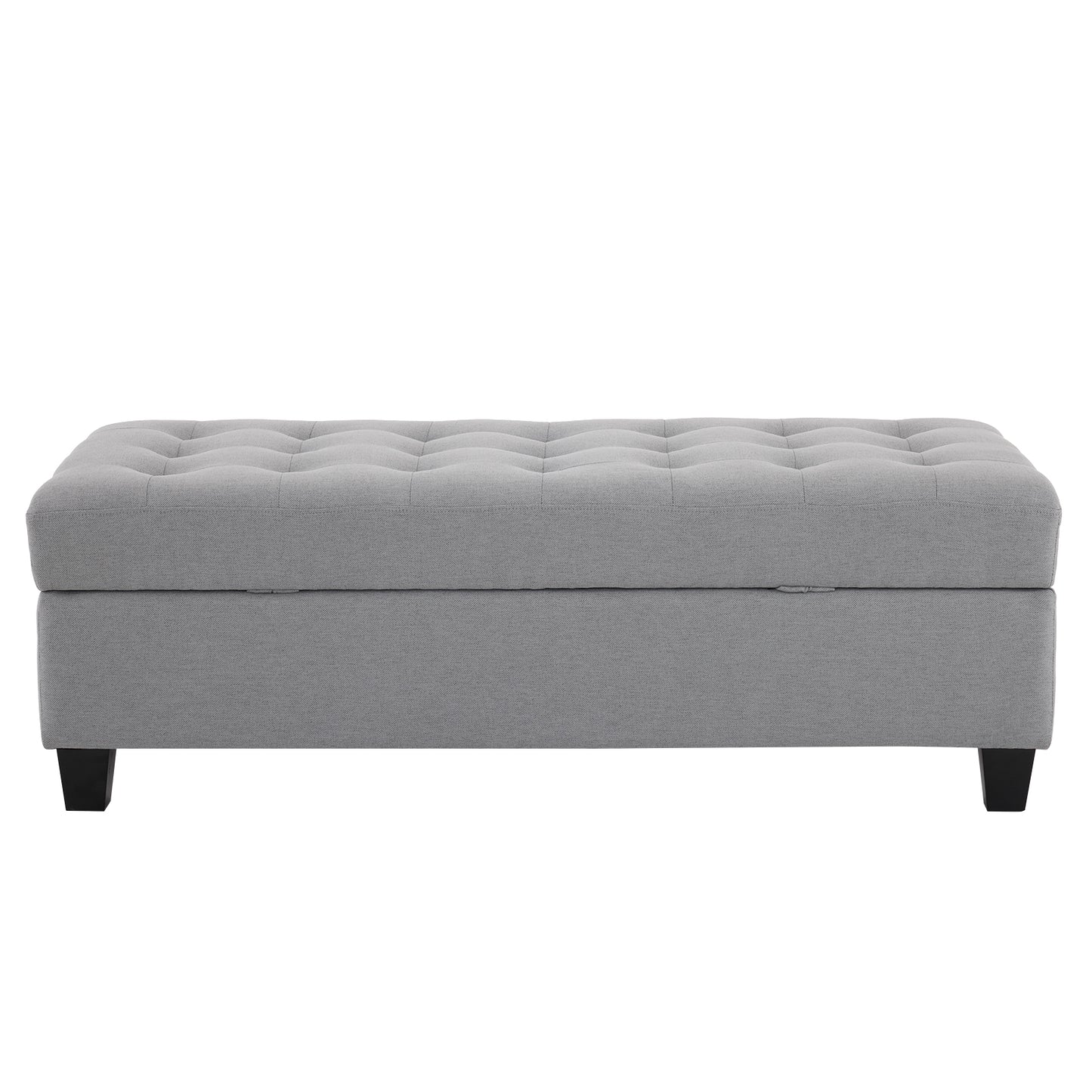 Storage Ottoman End of Bed Storage Bench, 51-inch Large Tufted Foot Rest Sofa Stool for Entryway Bedroom Living Room, Light Grey