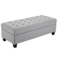 Storage Ottoman End of Bed Storage Bench, 51-inch Large Tufted Foot Rest Sofa Stool for Entryway Bedroom Living Room, Light Grey