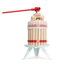 1.6 Gallon Fruit Wine Press, Solid Wood Basket Wine Making Press with 6 Blocks, 6 Liter Cider Apple Grape Crusher Manual Juice Maker for Kitchen Home Outdoor, Red