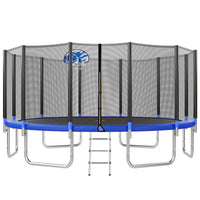 16FT Trampoline for Kids with Safety Enclosure Net, Basketball Hoop and Ladder, Easy Assembly Round Outdoor Recreational Trampoline