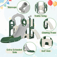 Toddler Slide and Swing Set 5 in 1, Kids Playground Climber Slide Playset with Telescope,  Combination for Babies Indoor & Outdoor