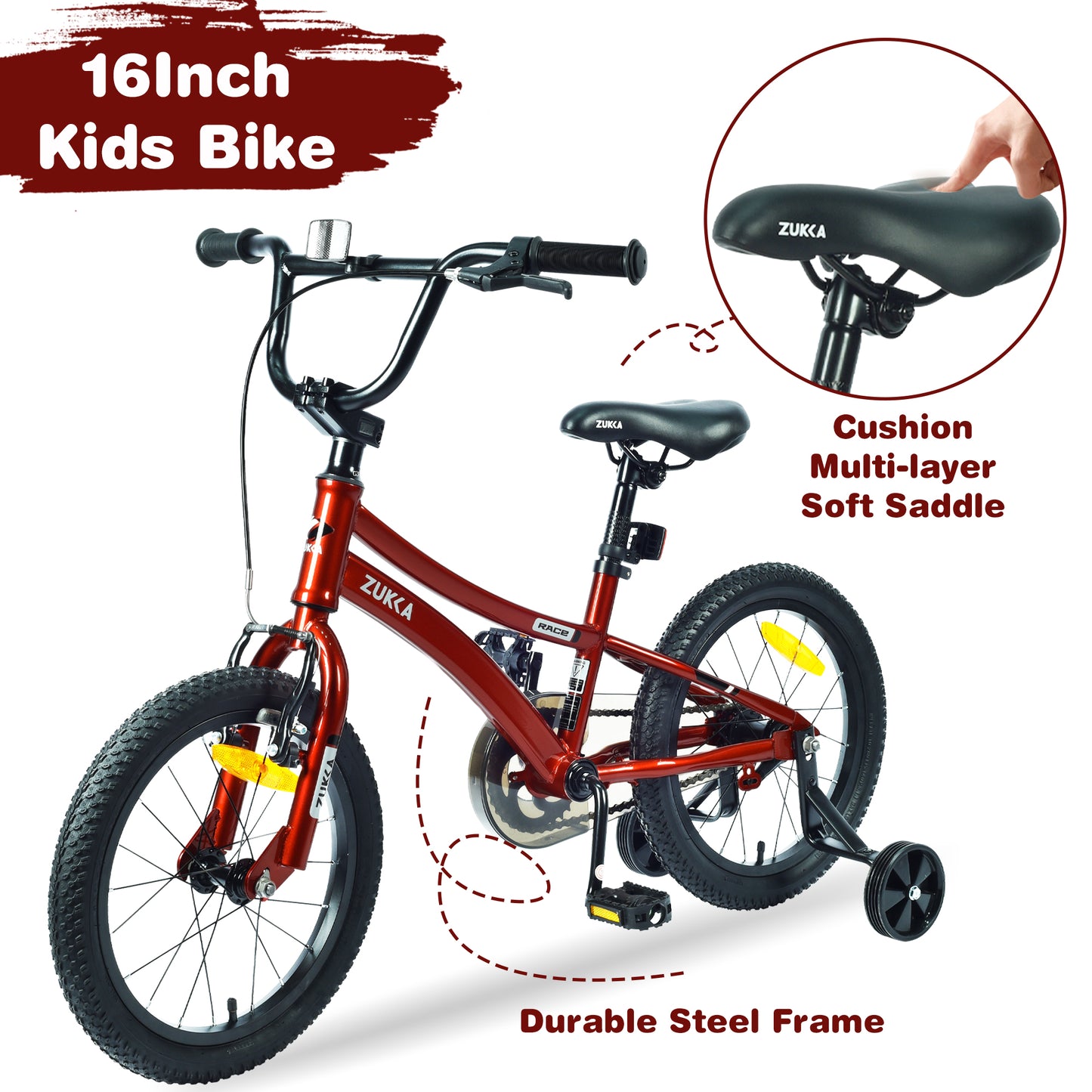 Kids Bike,16 Inch Kids' Bicycle with Training Wheels for Boys Age 4-7 Years,Multiple Colors