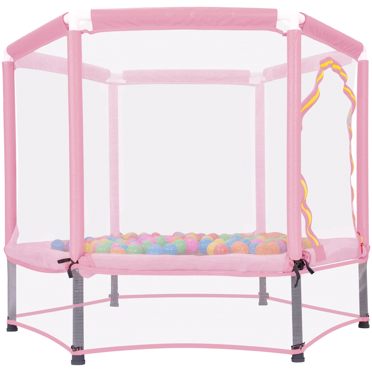 55'' Toddlers Trampoline with Safety Enclosure Net and Balls, Indoor Outdoor Mini Trampoline for Kids