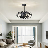 Hot Sell Industrial Ceiling Fan Light Kit for Living Room Bedroom Kitchen and Bladeless Caged Ceiling Fan with Lights