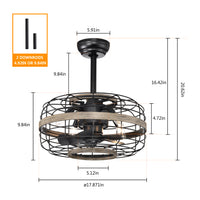 18'' Farmhouse Ceiling Fans  Light - Caged Ceiling Fan with Remote Control (3-Speeds Adjustable), Wood Rustic Enclosed Reversible Ceiling Fans for Bedroom , Living Room, Kitchen.