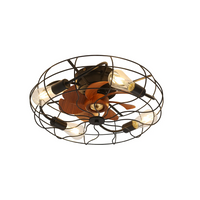 Industrial Style 20 Inch Led Ceiling Fan With Matte Black 6 Speed Wind E26 Remote Control Reversible DC Motor For Bedroom