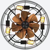 Industrial Style 20 Inch Led Ceiling Fan With Matte Black 6 Speed Wind E26 Remote Control Reversible DC Motor For Bedroom