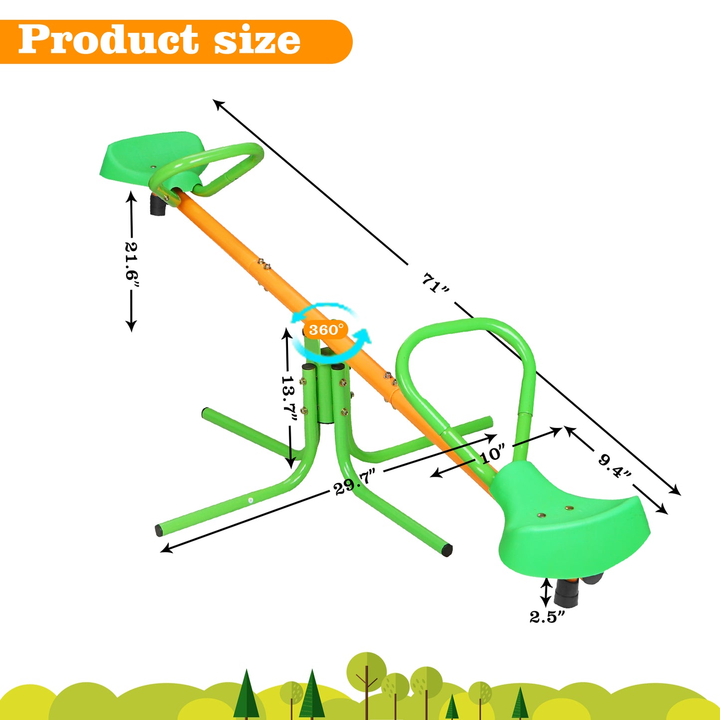 360 Degree Rotation Outdoor Kids Spinning Seesaw Sit and Spin Teeter Totter Outdoor Playground Equipment Swivel Teeter Totter for Backyard