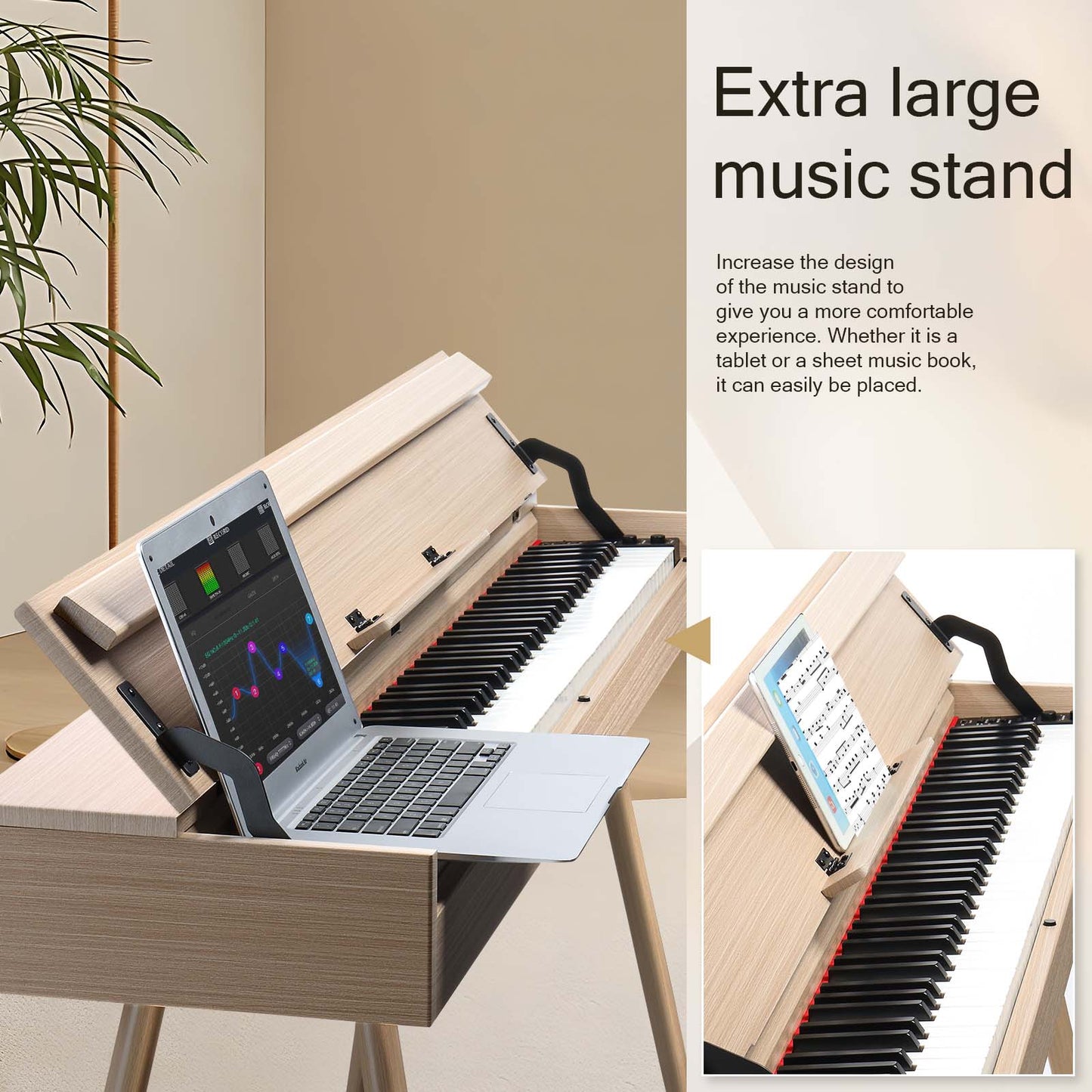 [Do Not Sell on Amazon]Glarry GDP-206 88 Key Standard Full Weighted Keyboards Digital Piano with Metal Stand, Audio and MIDI Bluetooth, Triple Pedals, Headphone